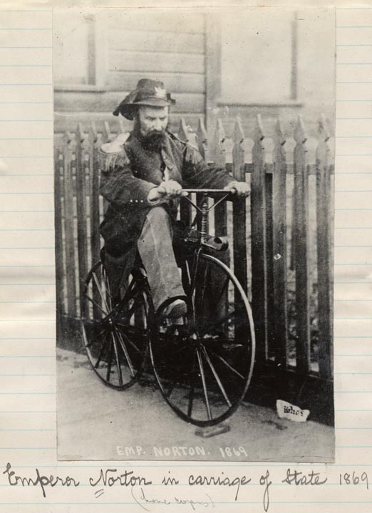 Emperor Norton I of California on Muybridge velocipede