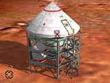An earth return vehicle prepares for launch.